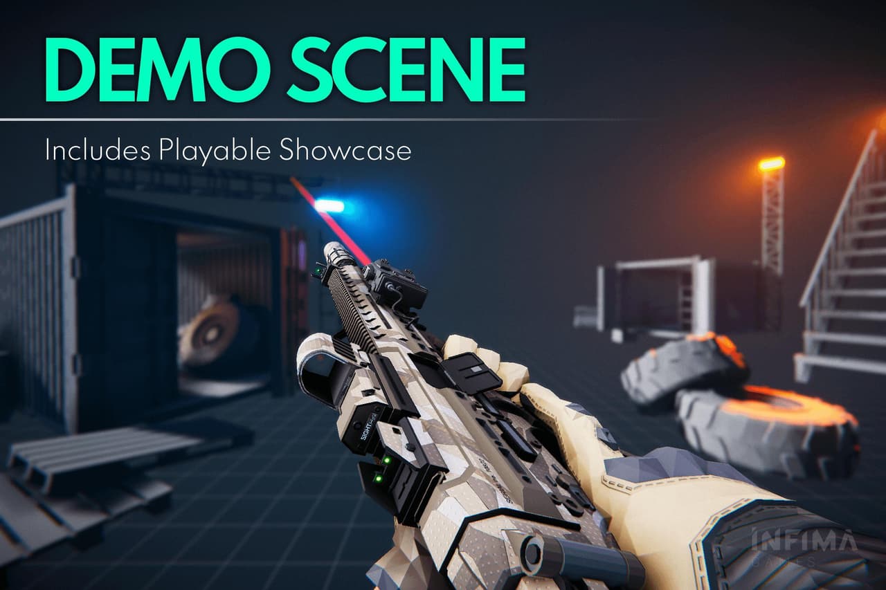 (Demo Unity) Low Poly Animated - Modern Guns Pack Showcase
