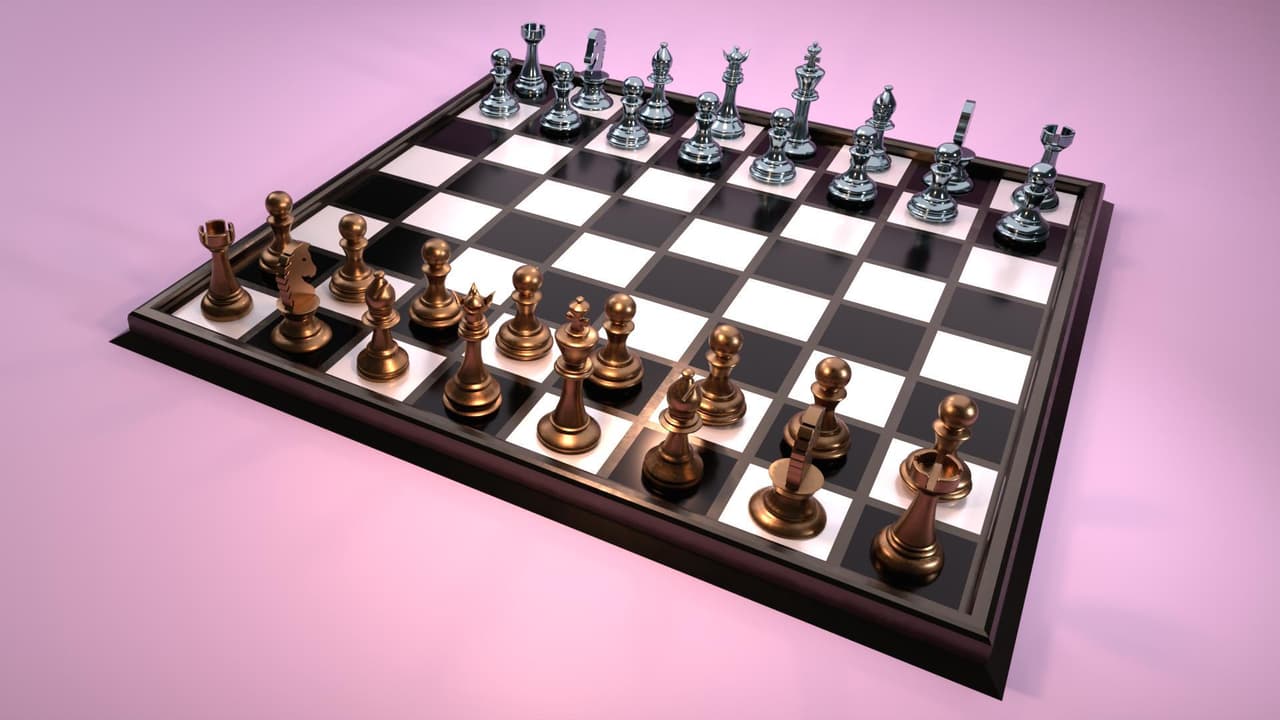 3D metal complete chess set model screenshot 4