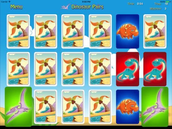 Dinosaur Pairs Card Match Game screenshot 5
