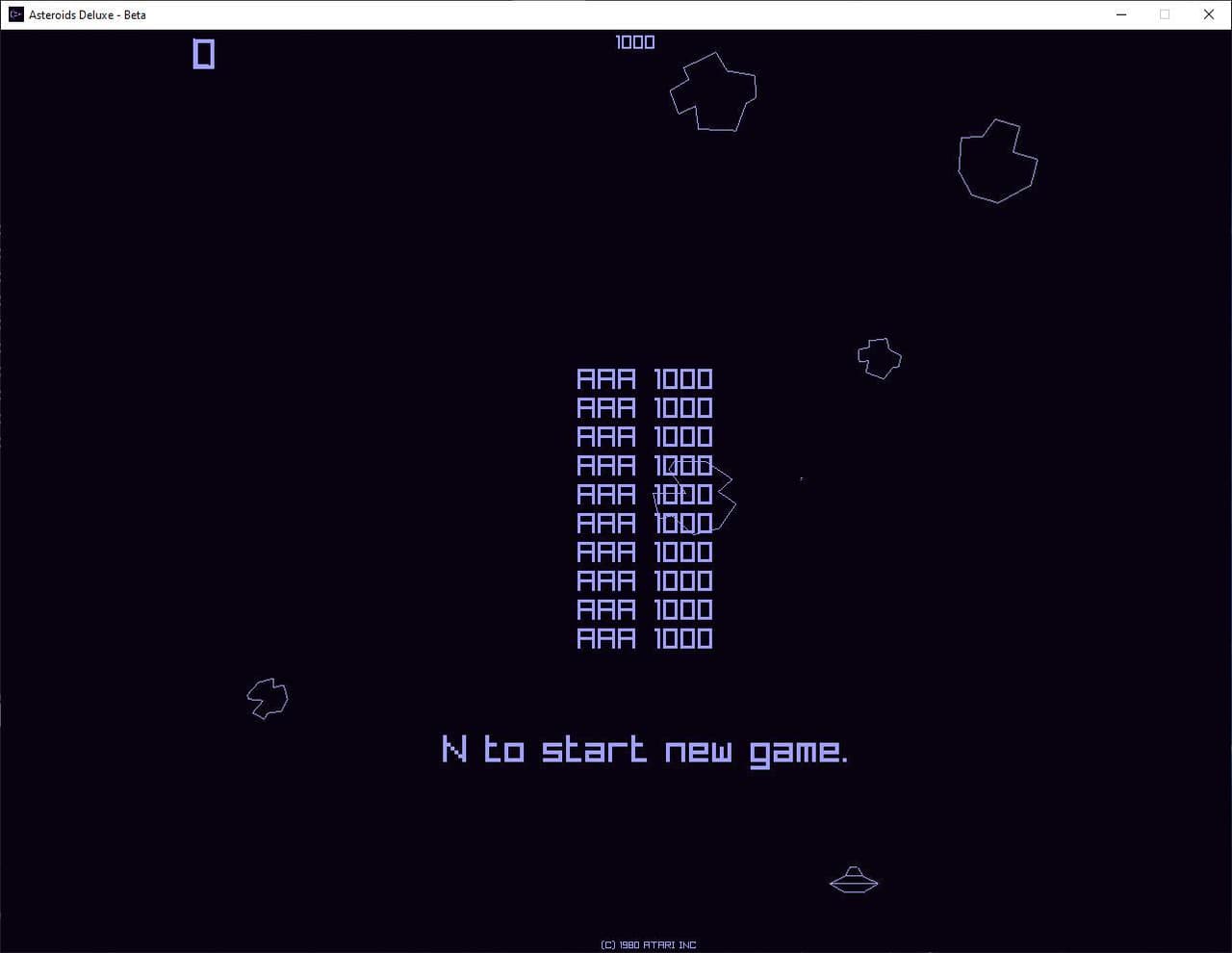 Asteroids Deluxe (itch) (Purple Knightmare Games) screenshot 3