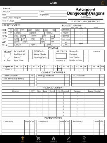 Real Sheet: AD&D + Dice Table screenshot 3