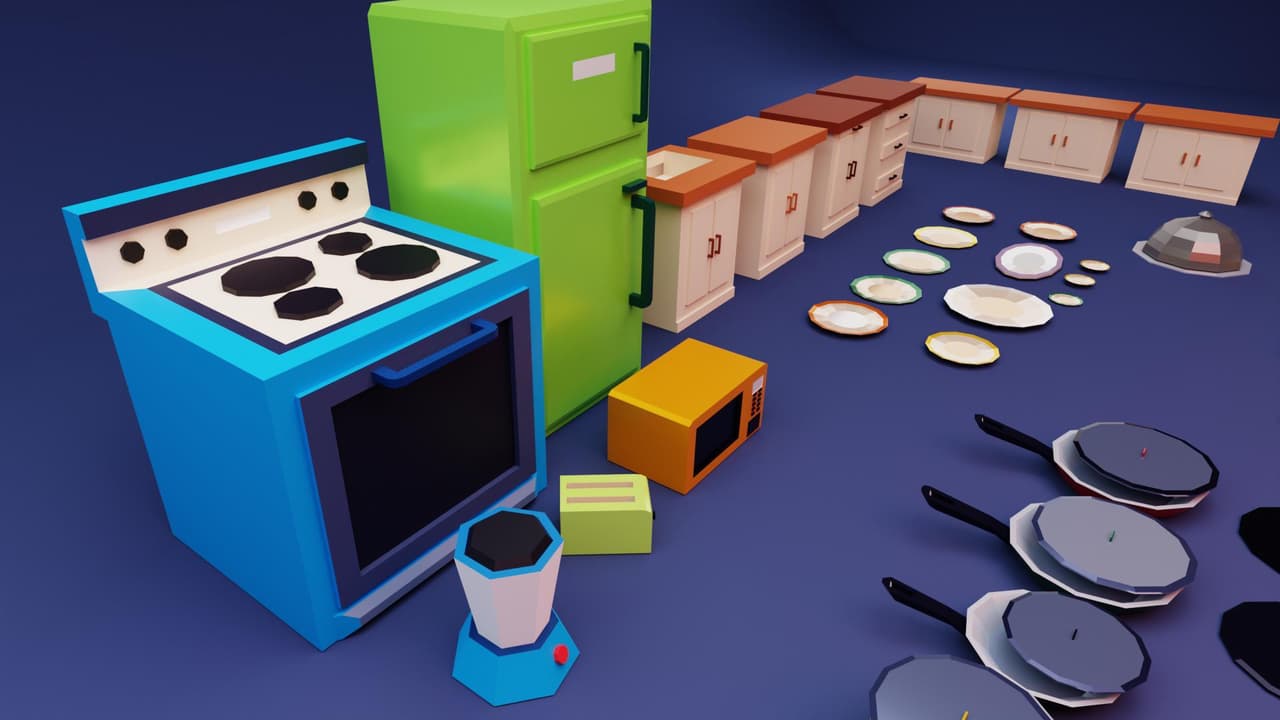 low poly kitchen 3D assets screenshot 4