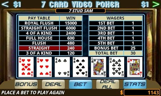 Seven Card Video Poker screenshot 2