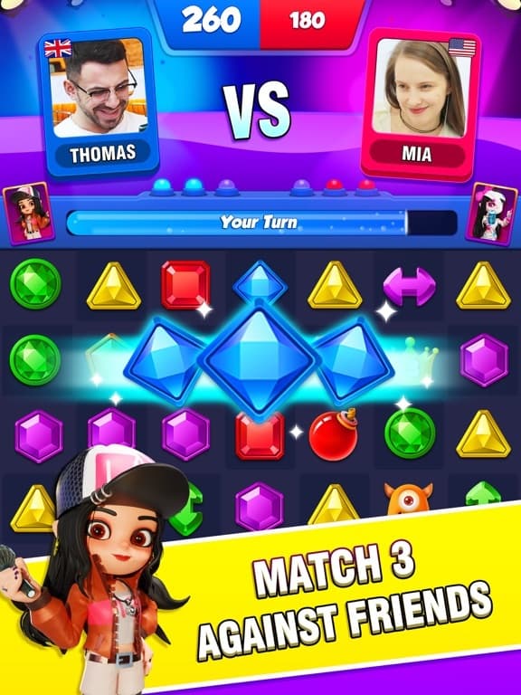 Jewel Party- Match 3 PVP screenshot 2