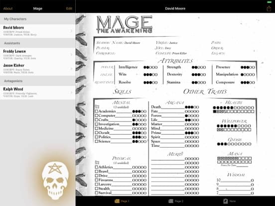 Real Sheet: NWOD Mage ∞ screenshot 2