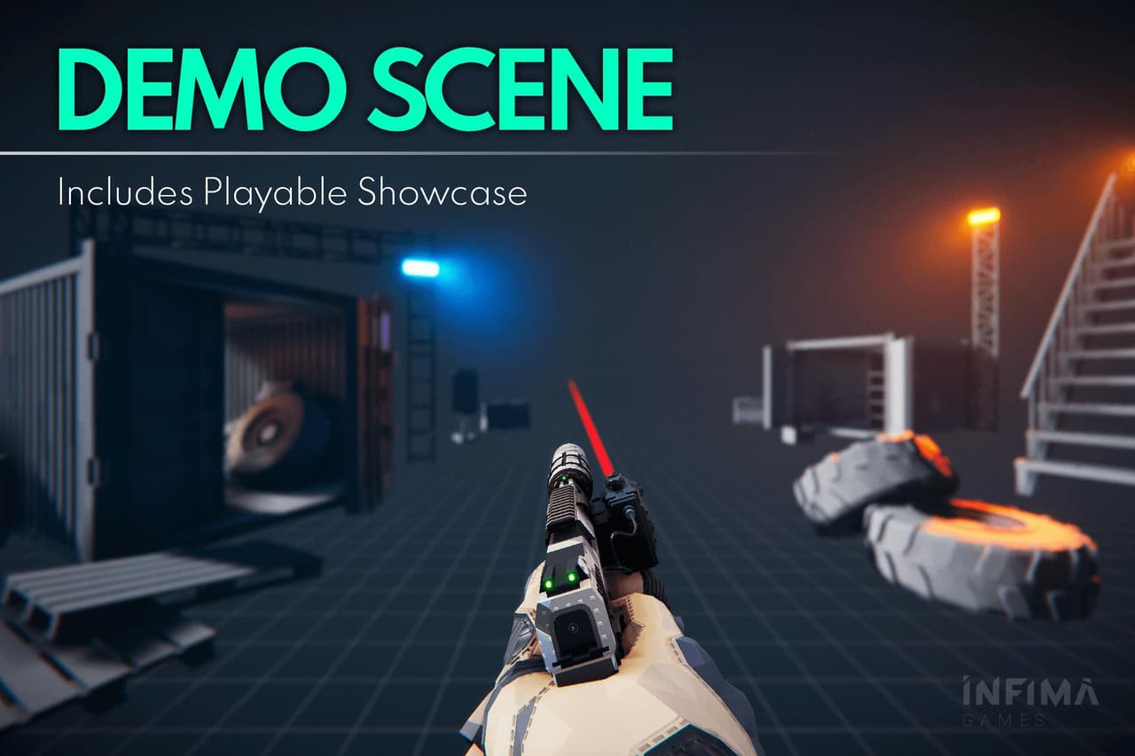 (Demo Unity) Low Poly Animated - Modern Guns Pack Showcase screenshot 2