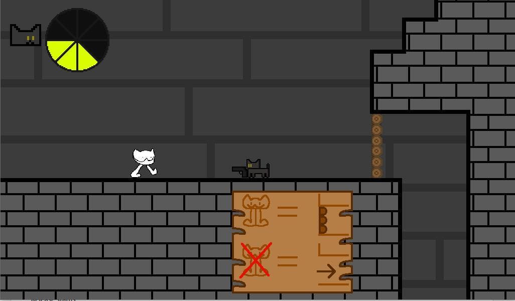 a cat jumps down a well