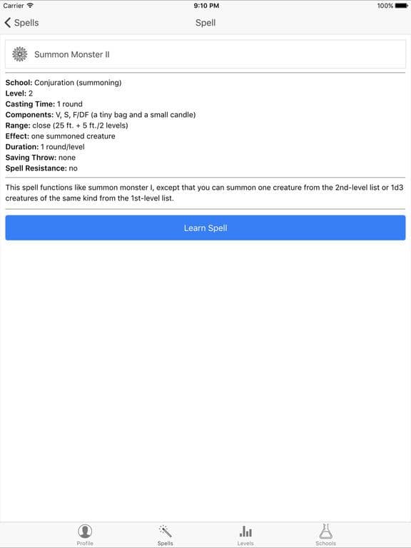 Spellbook for Pathfinder screenshot 4