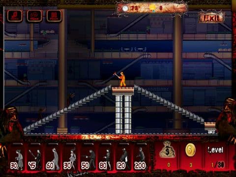 A Zombie Mall Defence Tower 8bit Pixel Game