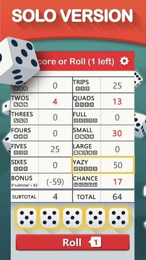 Yazy the best yatzy dice game screenshot 2