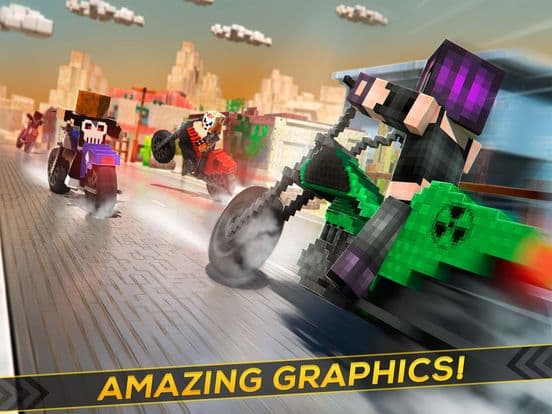 Cube Motorcycle City Roads: Free Block Racing Games Edition screenshot 3
