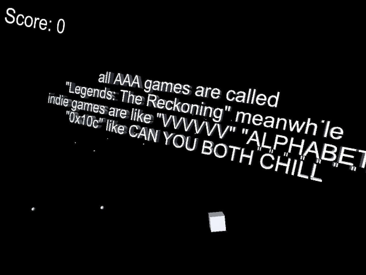 all AAA games are called "Legends: The Reckoning" meanwhile indie games are like "VVVVVV" "A͈L͈P͈H͈A͈B͈E͈T͈" screenshot 3