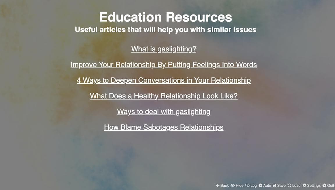 LeX - A Game to Learn Healthy Relationships