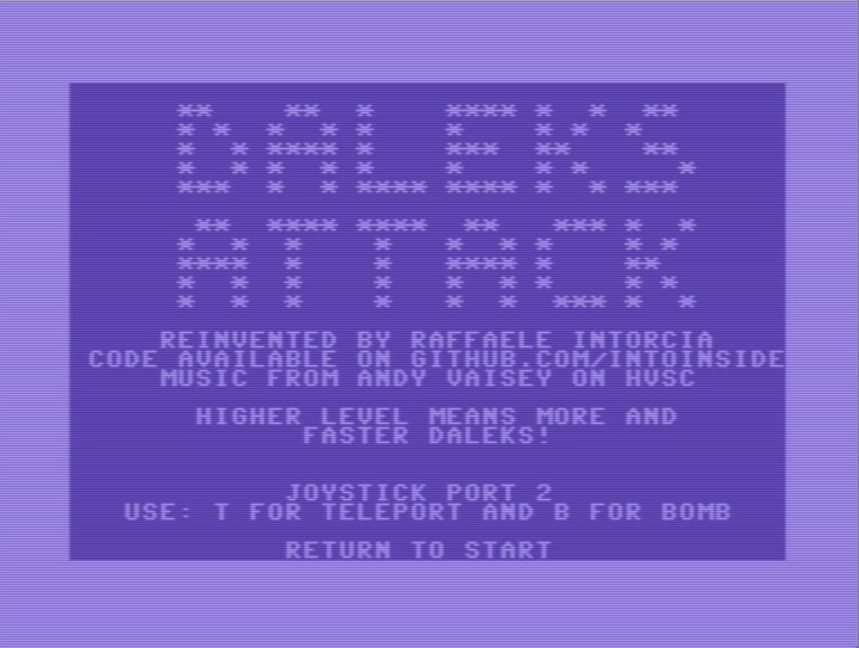 Daleks Attack (C64) By Raffaele Intorcia - 2022 screenshot 2