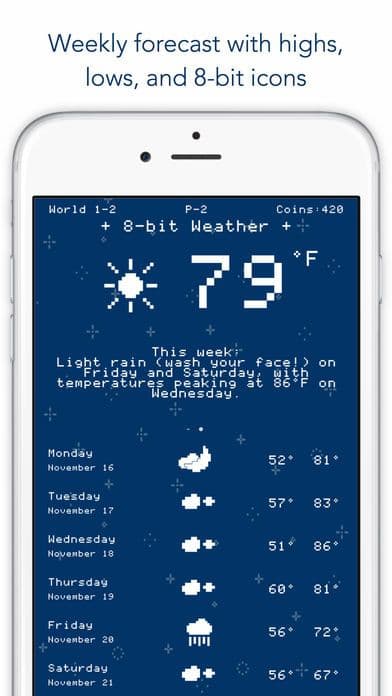 8-bit Weather - hyper local forecasts screenshot 3