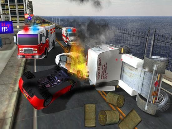 Fire truck emergency rescue 3D simulator free 2016 screenshot 4