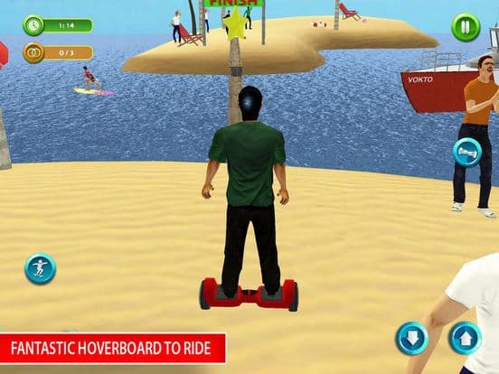 Riding Hoverboard Stunts Beach