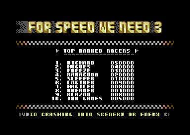 For Speed We Need 3 [Commodore 64] screenshot 3