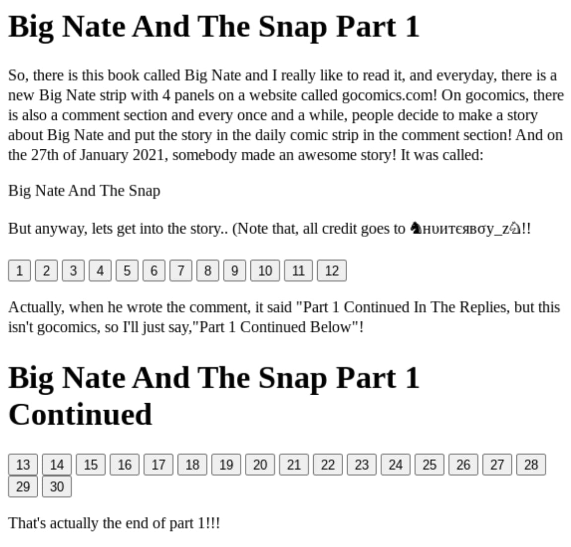Big Nate And The Snap Part 1