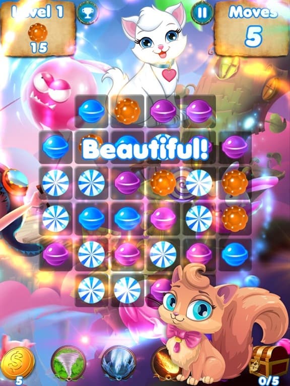 Kitty Crush - puzzle games with cats and candy screenshot 2