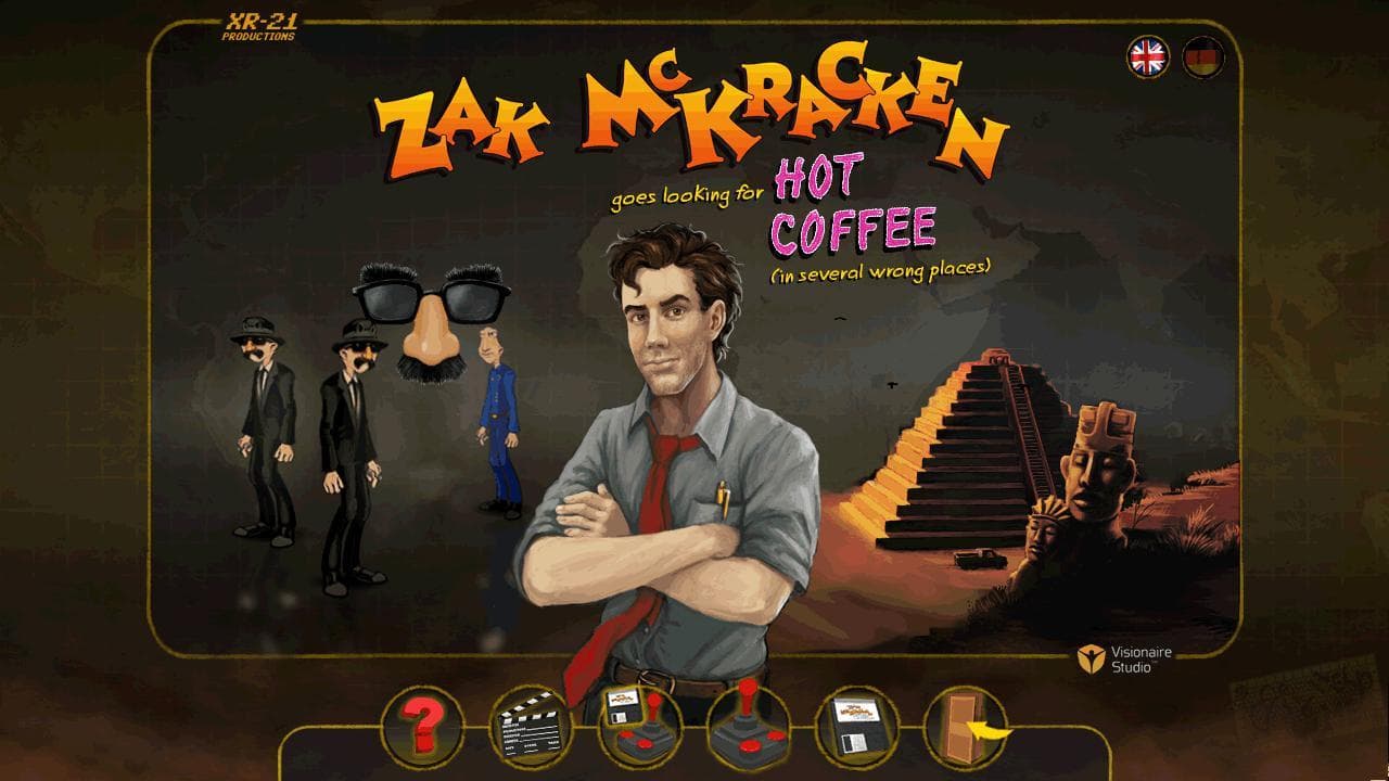 Zak McKracken goes looking for Hot Coffee (in several wrong places)