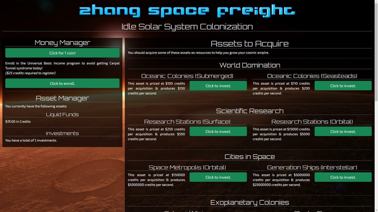 Idle Solar System Colonization (Zhang Space Freight) screenshot 4