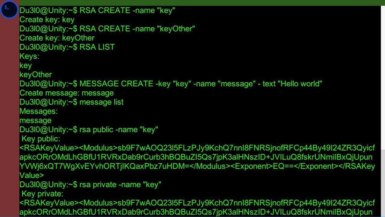 Terminal Unity with RSA