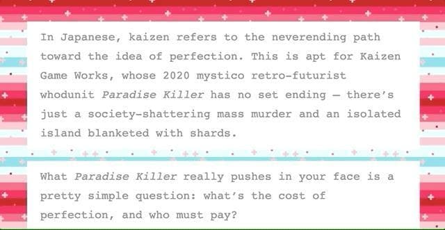 On Rose-Golden Pond: Paradise Killer