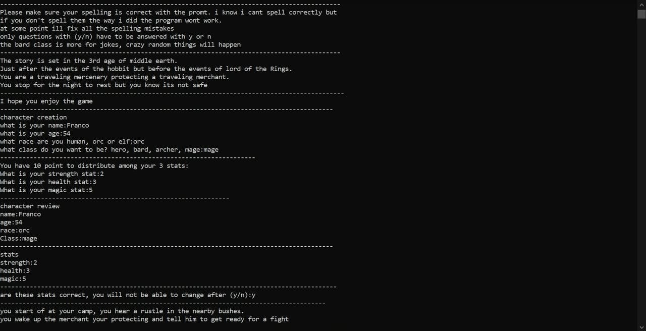 M-E Text Based Adventure Game screenshot 2