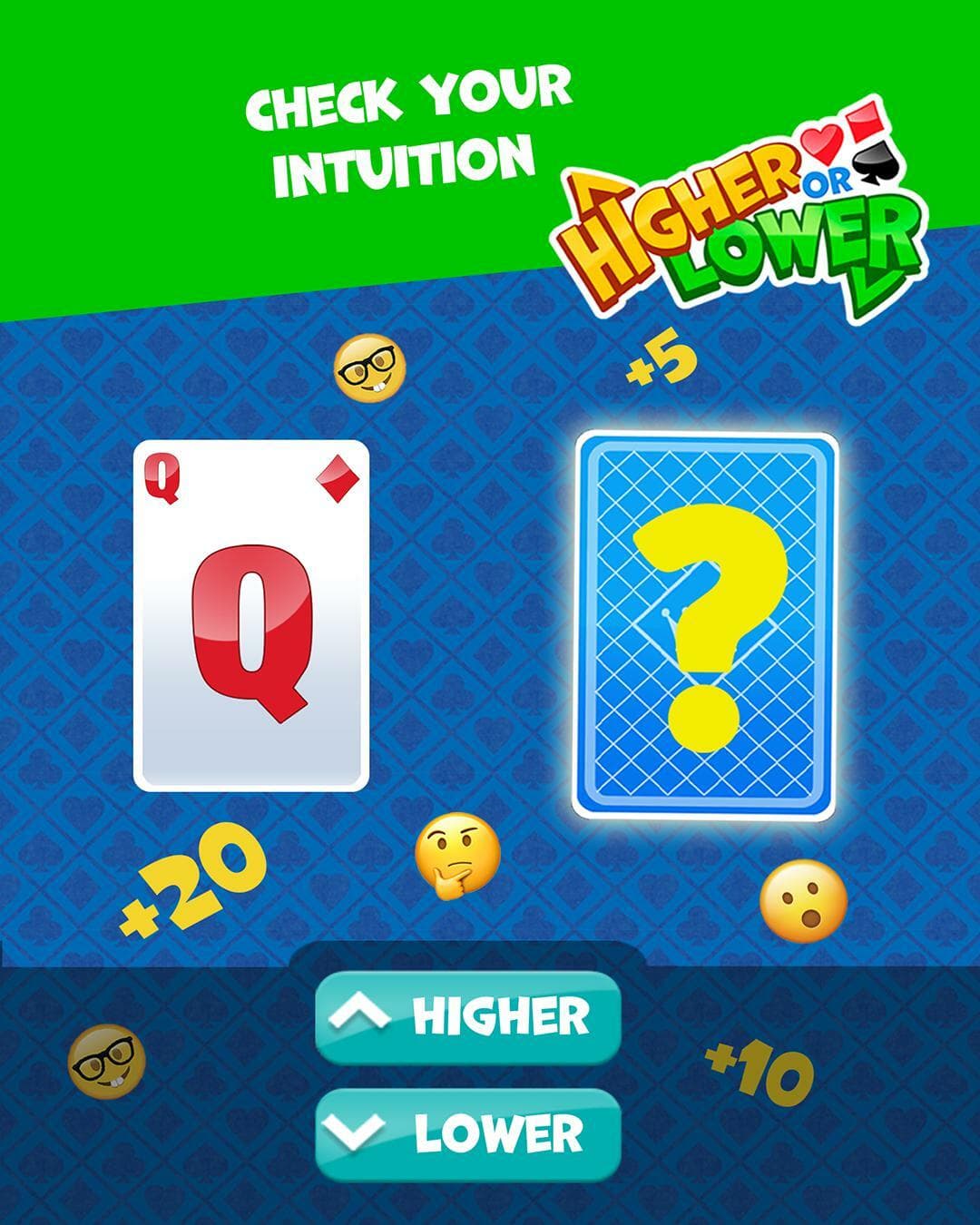 Higher or Lower card game screenshot 2