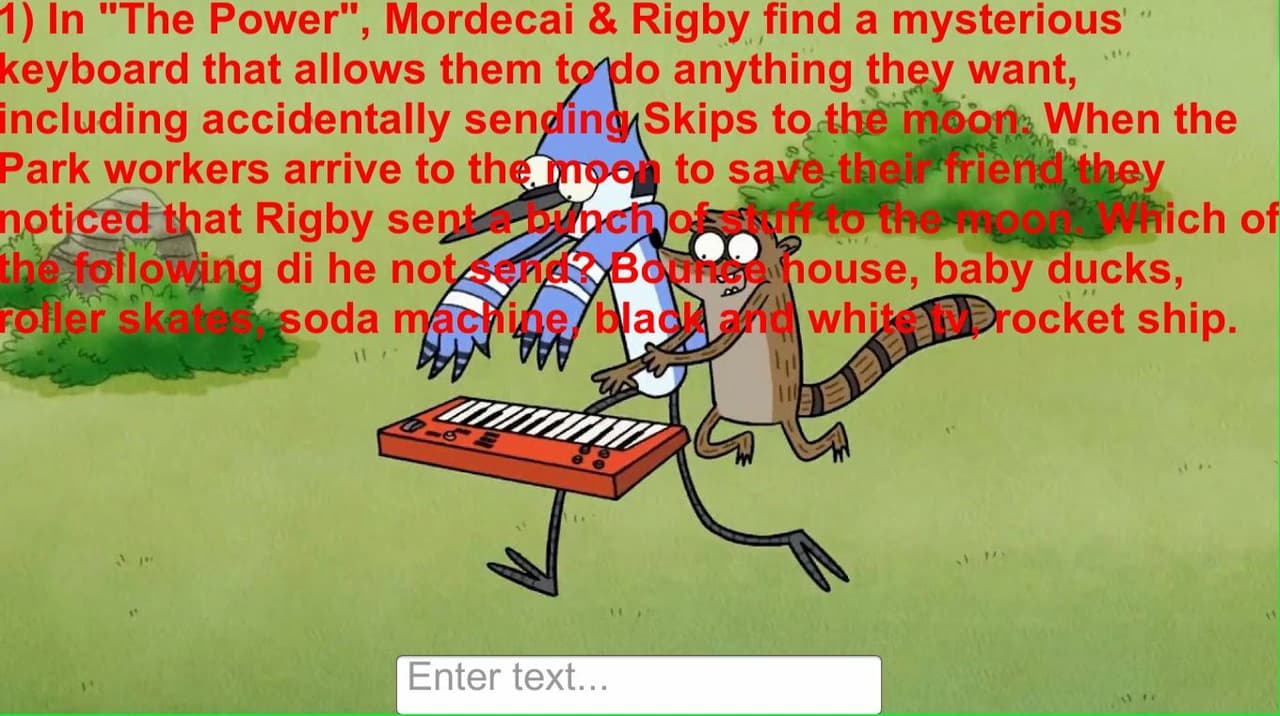 Regular Show Trivia Game