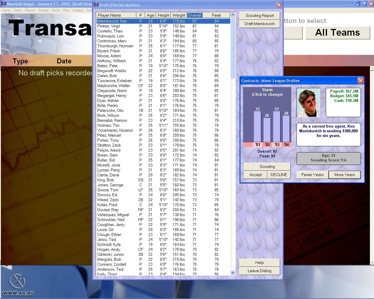 Baseball Mogul 2005