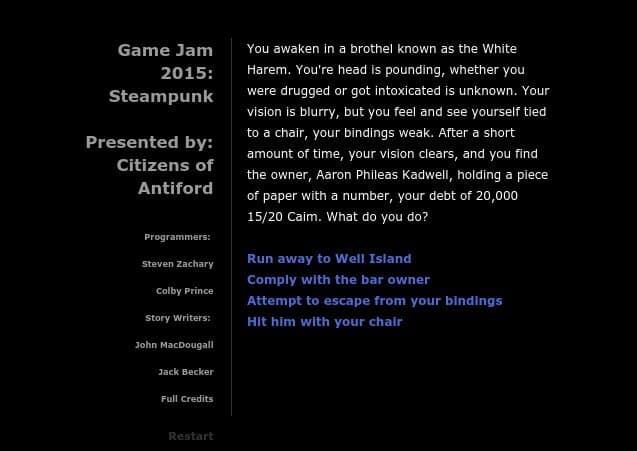 Steampunk: A Text Adventure