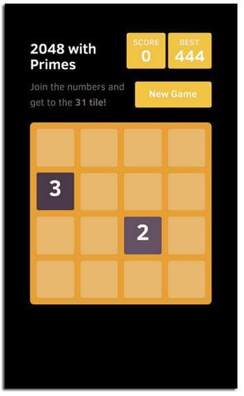 2048 with primes screenshot 2