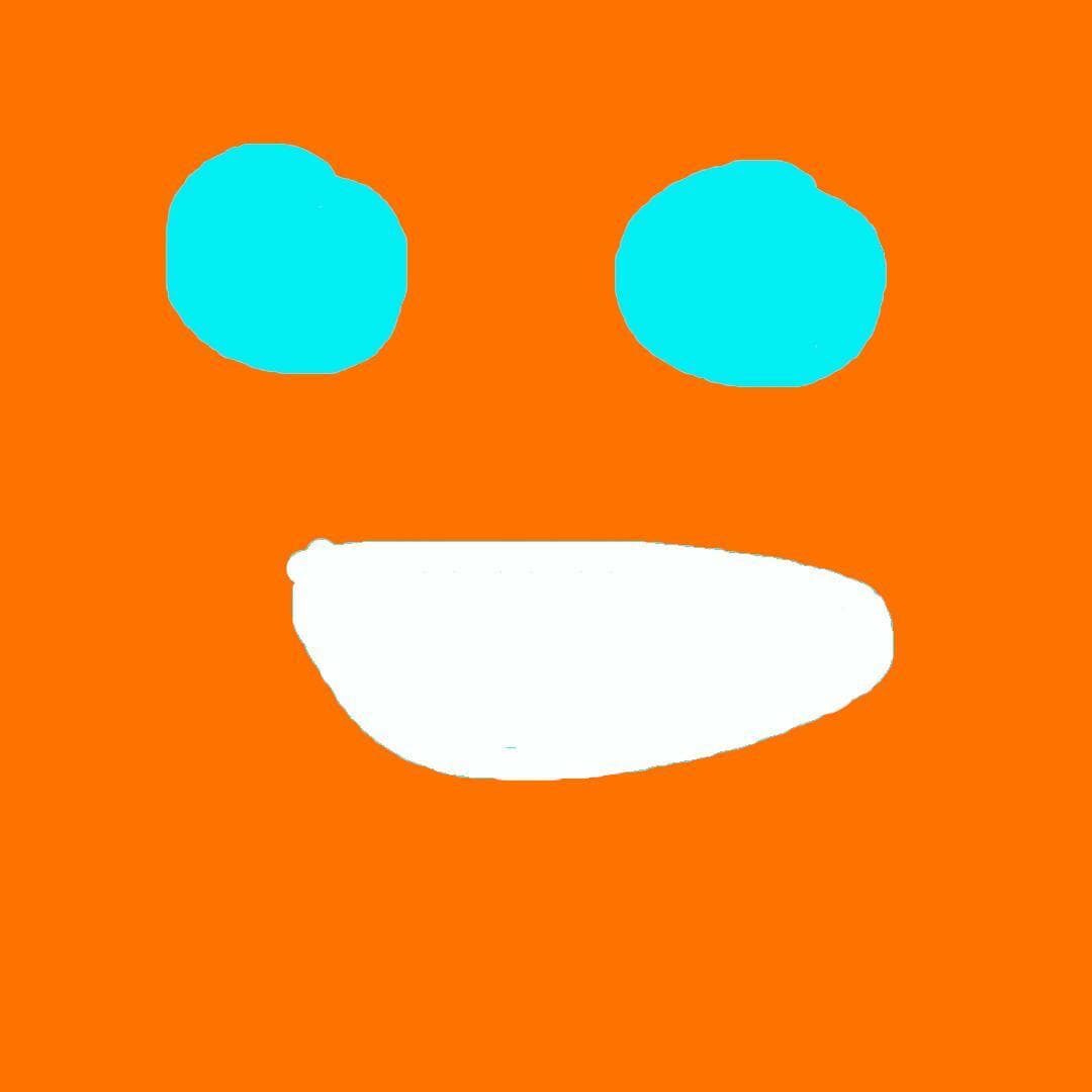 The Orange mann with the blue eyes