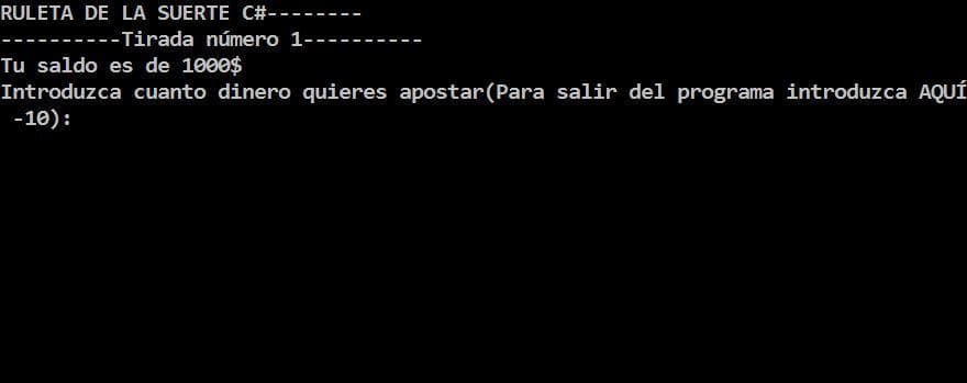 PrototipoRuleta(Consola) screenshot 2