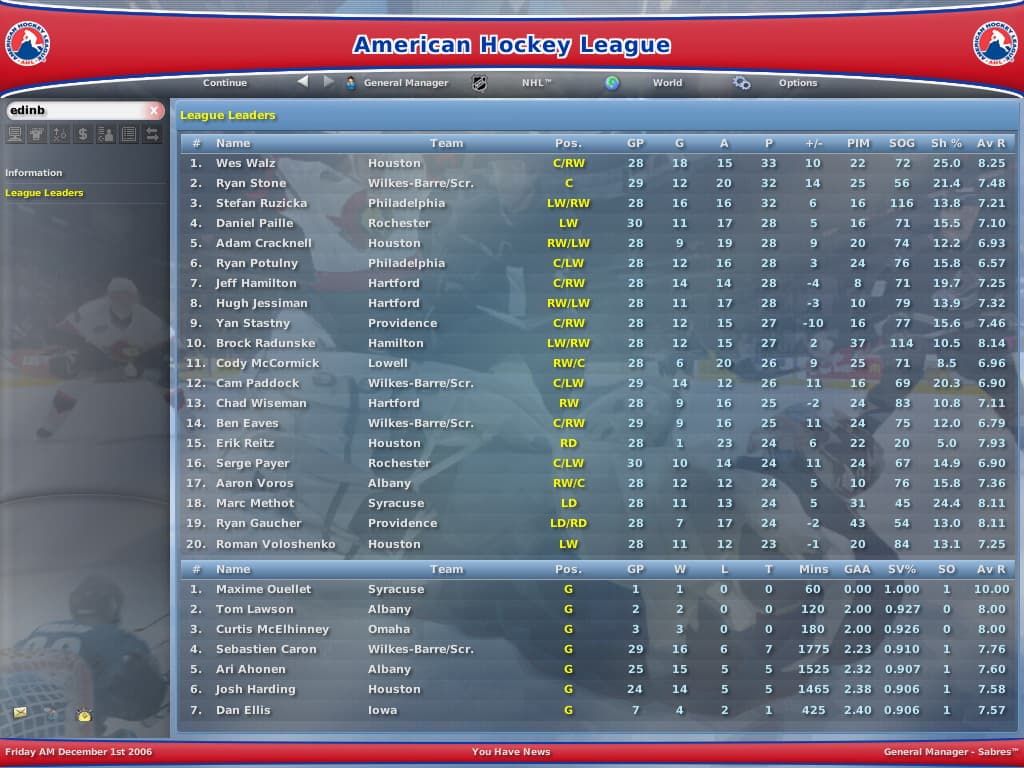 NHL Eastside Hockey Manager 2007 screenshot 2