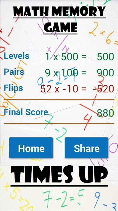 Math Memory Game