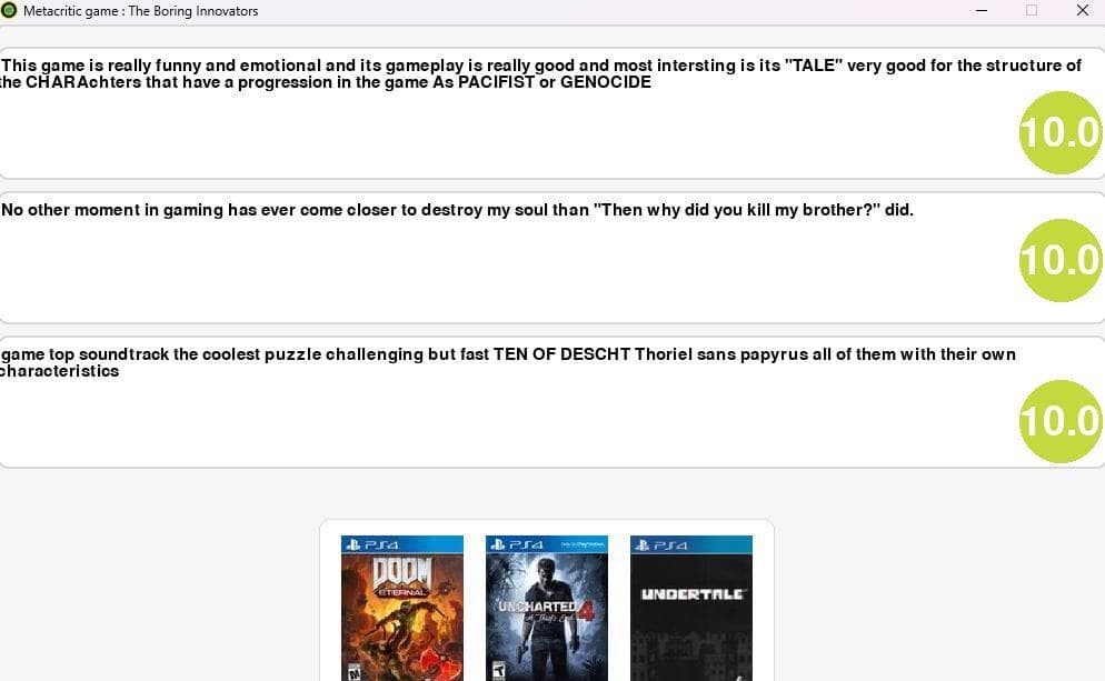 Metacritic guesser screenshot 2