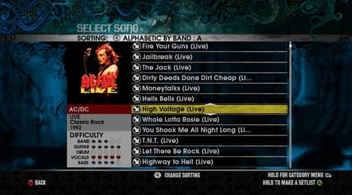 AC/DC Live Rock Band Track Pack