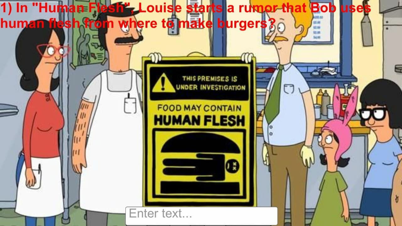 Bobs Burgers Trivia Game