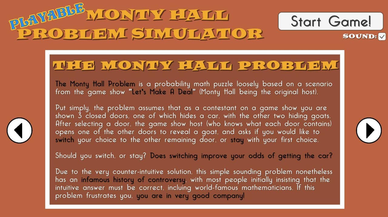 PLAYABLE Monty Hall Problem Simulator