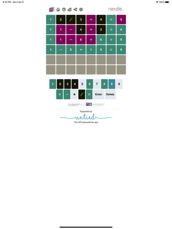 Nerdle screenshot 2