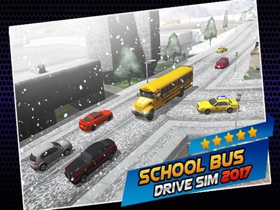 Winter school bus simulator - snow bus parking 3D screenshot 2