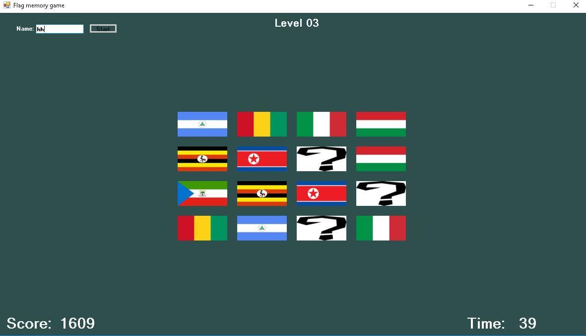 Memory game of flags of countries screenshot 3
