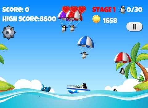 Super Penguin Rescue Free - "Marco" The Penguin vs "Steven" The Shark! screenshot 2