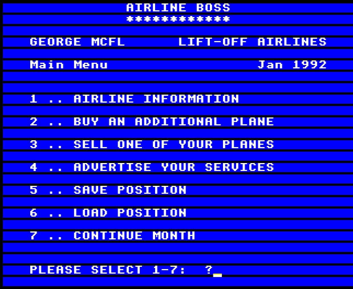 Airline Boss (Acorn Electron/BBC Micro)