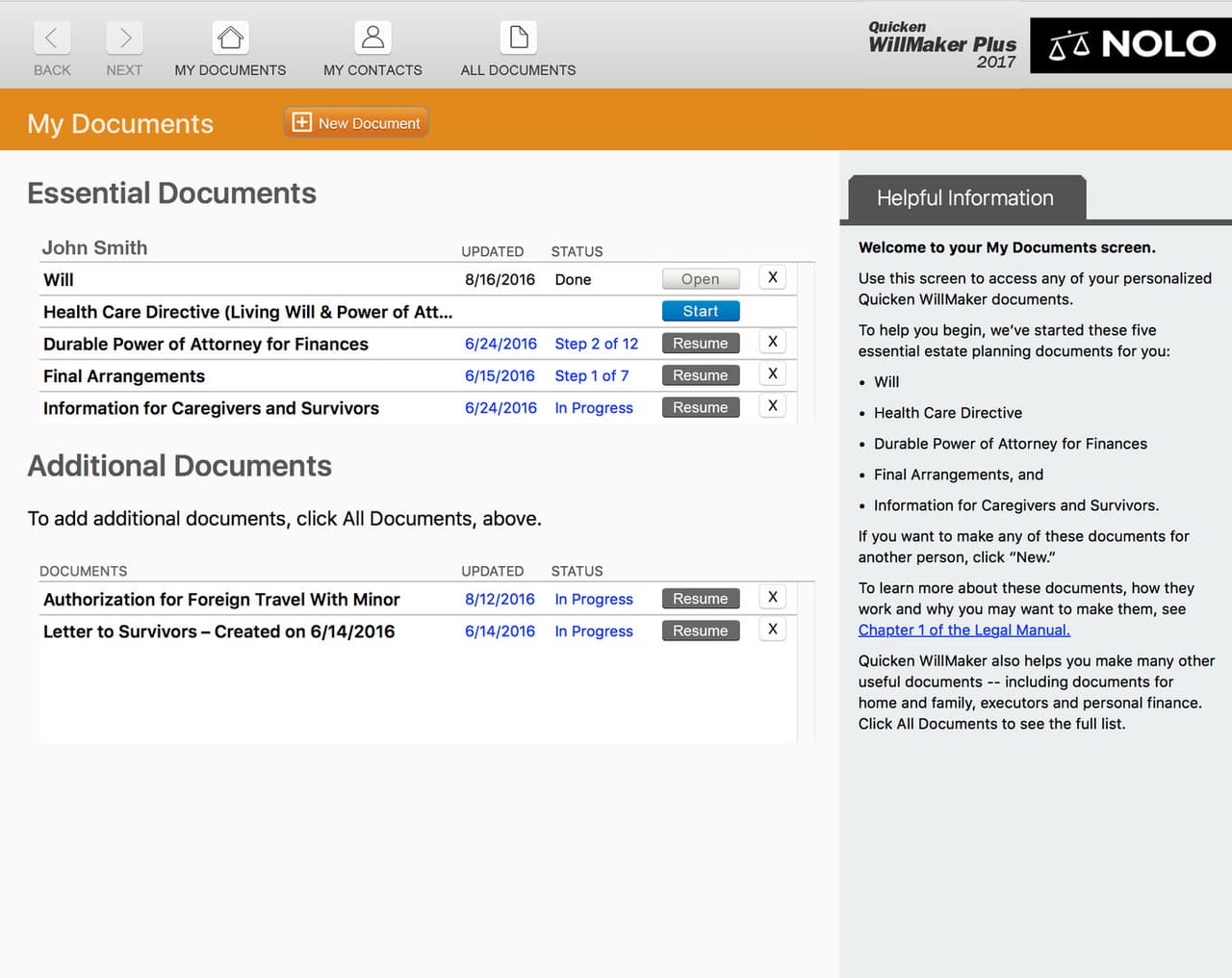 Quicken WillMaker Plus 2017 screenshot 3