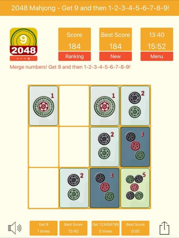 2048 Mahjong - Get 9 and 1-9! screenshot 5