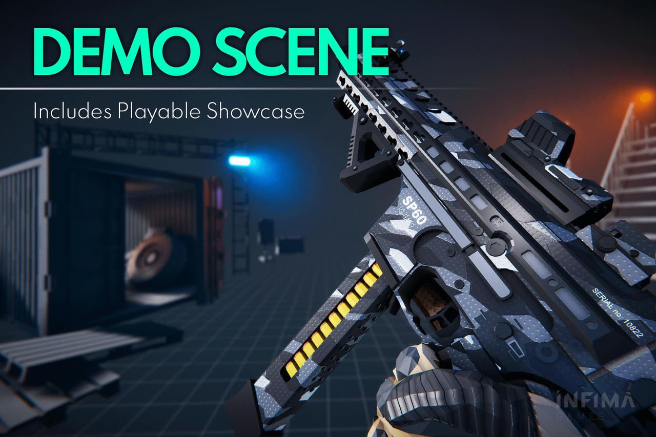 (Demo Unity) Low Poly Animated - Modern Guns Pack Showcase screenshot 3